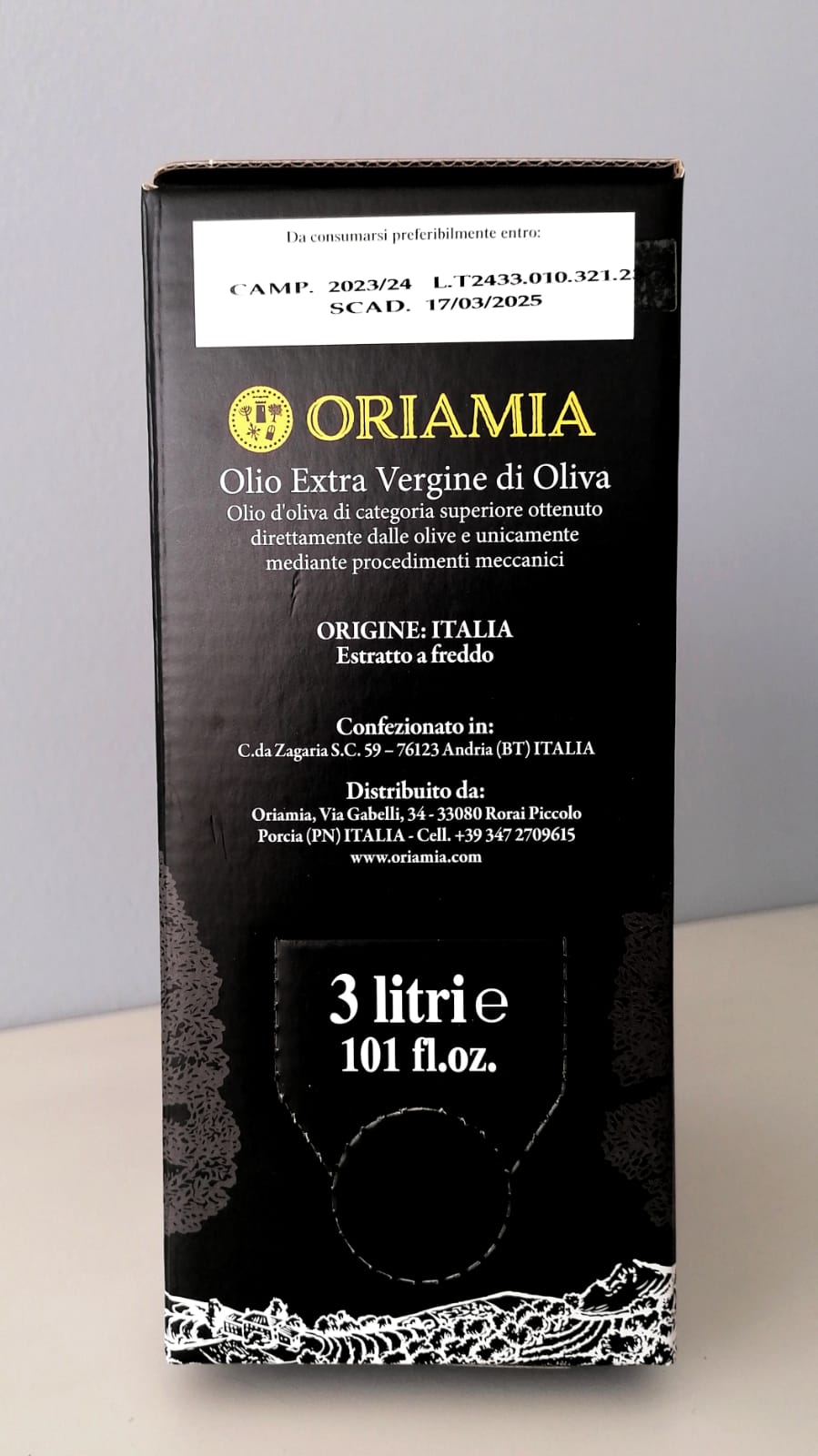 Box olio extravergine d'oliva Oriamia da 3L - Quality.it